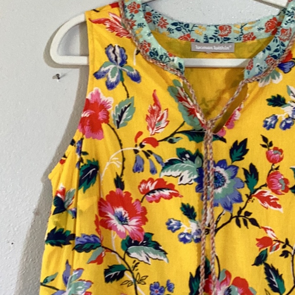 Woman Within Floral Tiered Looking Lined 100% Cotton Maxi Dress Woman’s Size 16W